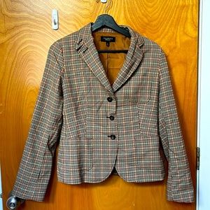 Talbots Brown Plaid Elbow Patch Blazer size 6
